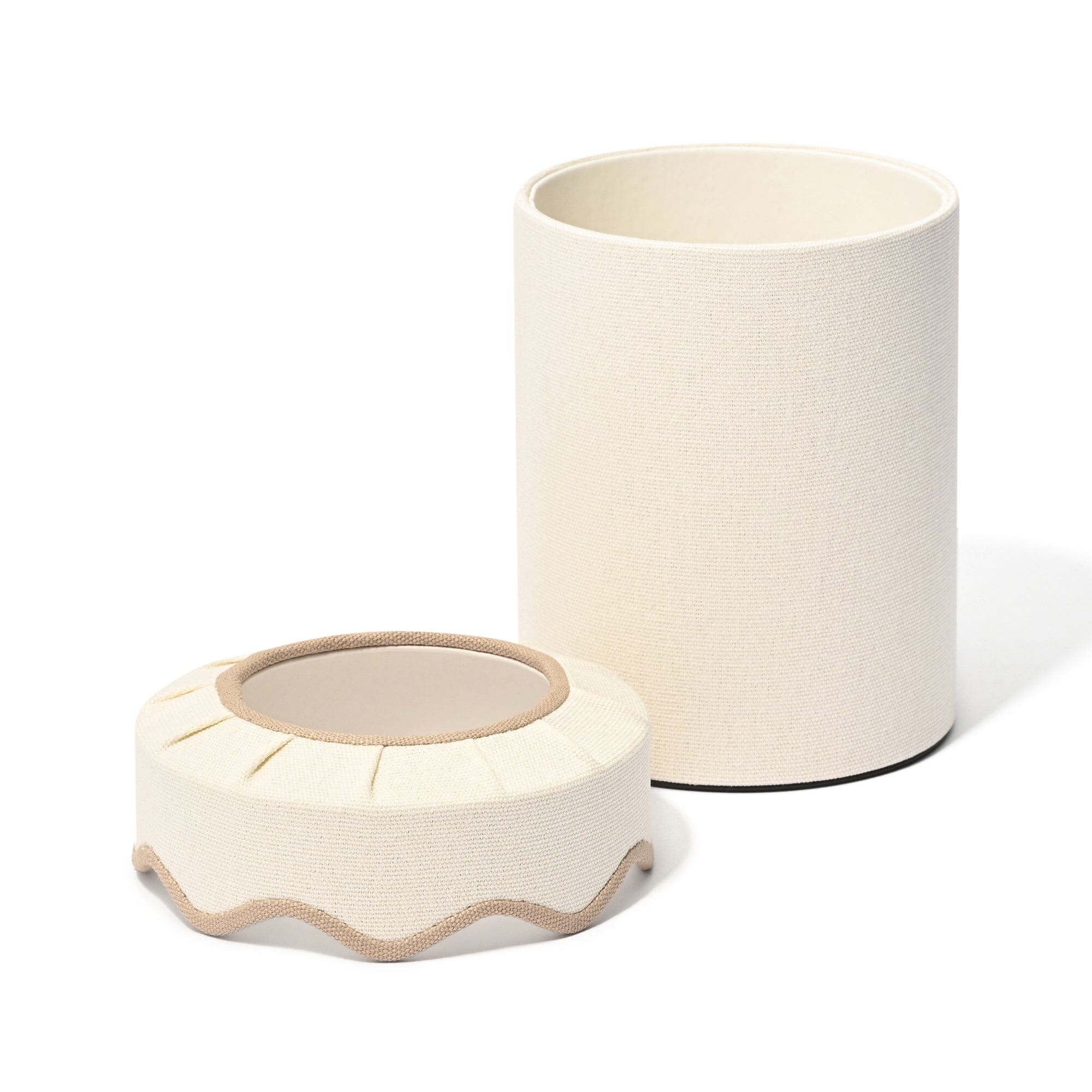 Fabric Mini Dust Bin Wave Ivory