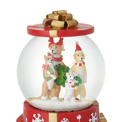 Snow Globe Dog Tree Large Red