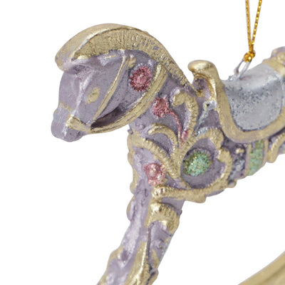 Resin Ornament Rocking Horse Purple