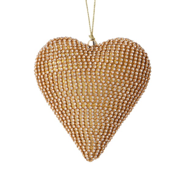 Rhinestone Ornament Heart Gold