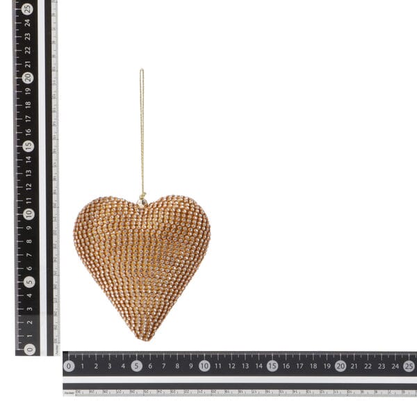 Rhinestone Ornament Heart Gold