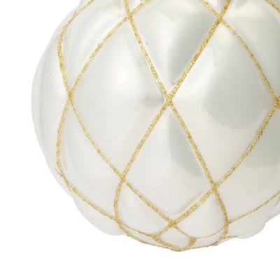 Glass Ornament Check White