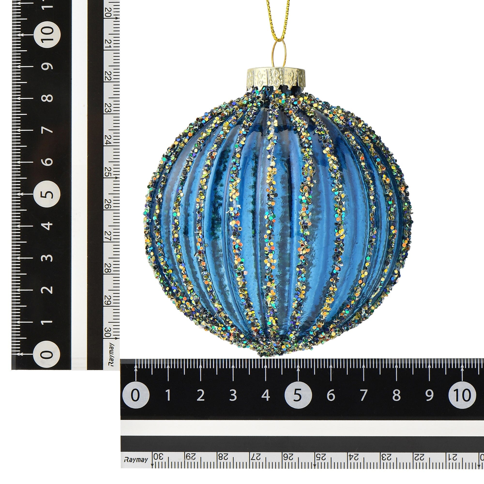 Glass Ornament Stripe Navy