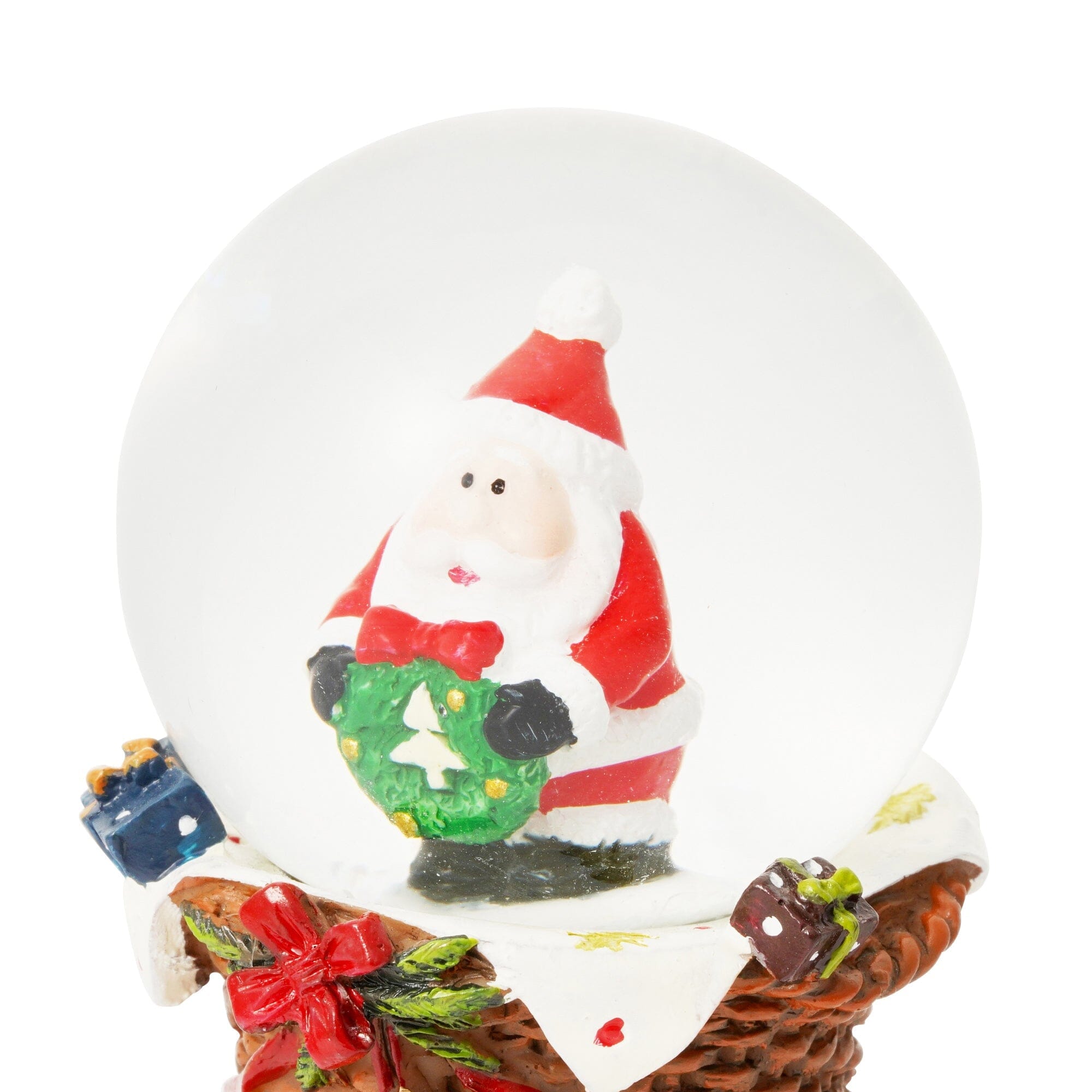 Snow Globe Santa Basket Small Red