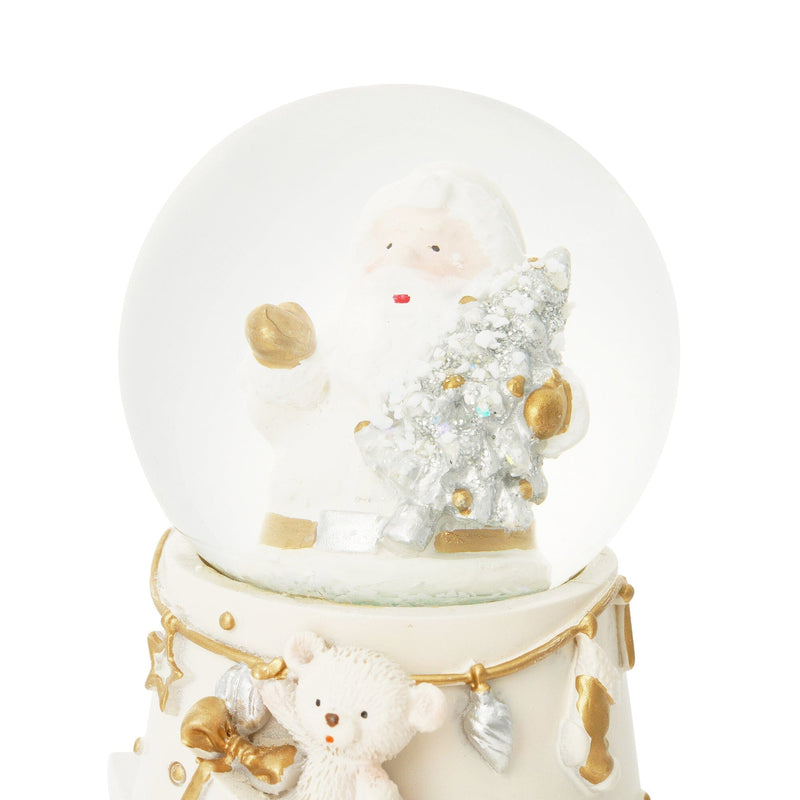 Snow Globe Santa Small White