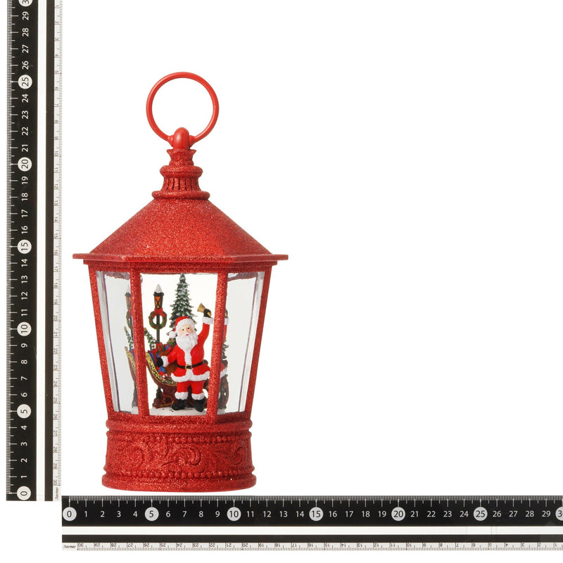 Snow Globe Square Lantern Santa L