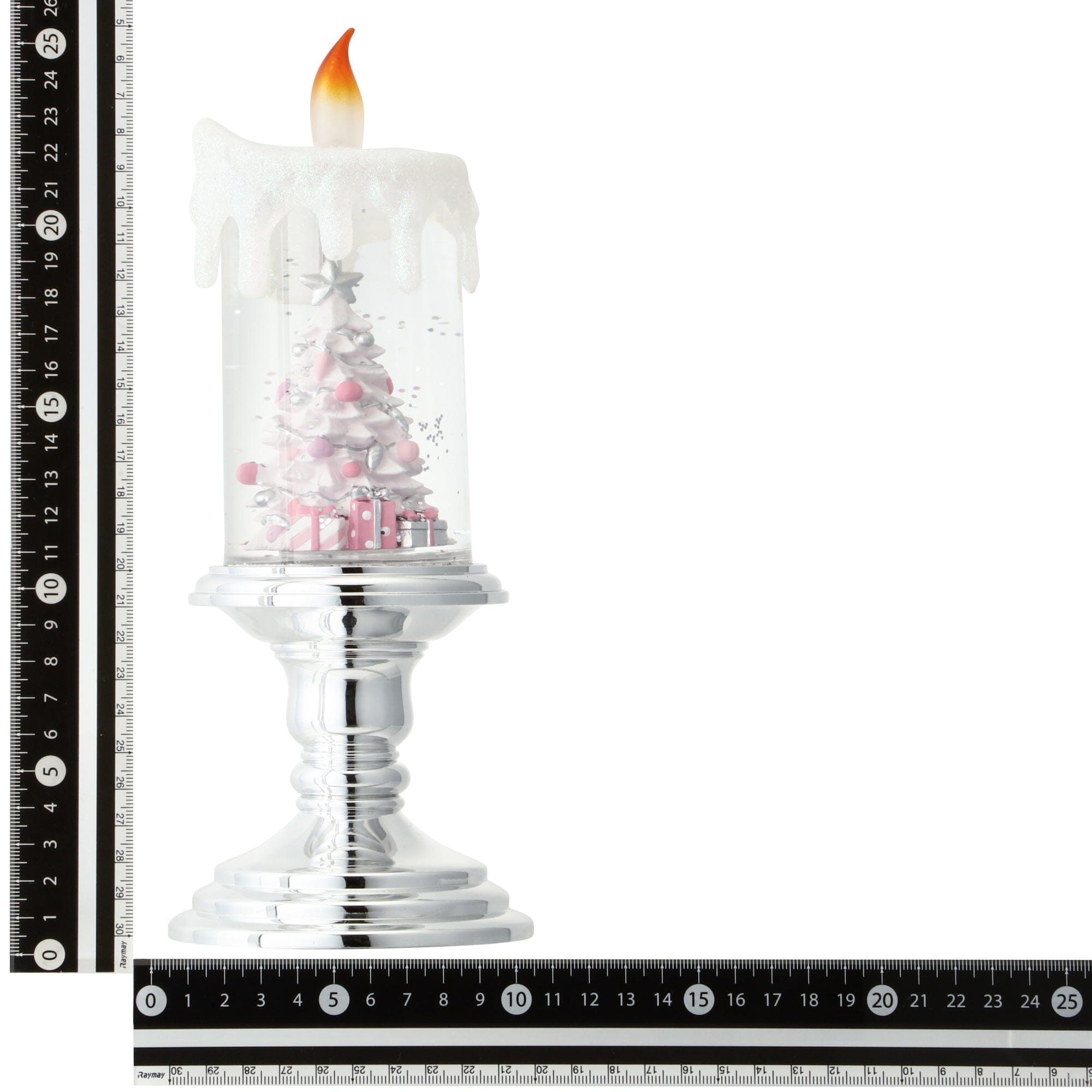 Snow Globe Candle Tree L Silver