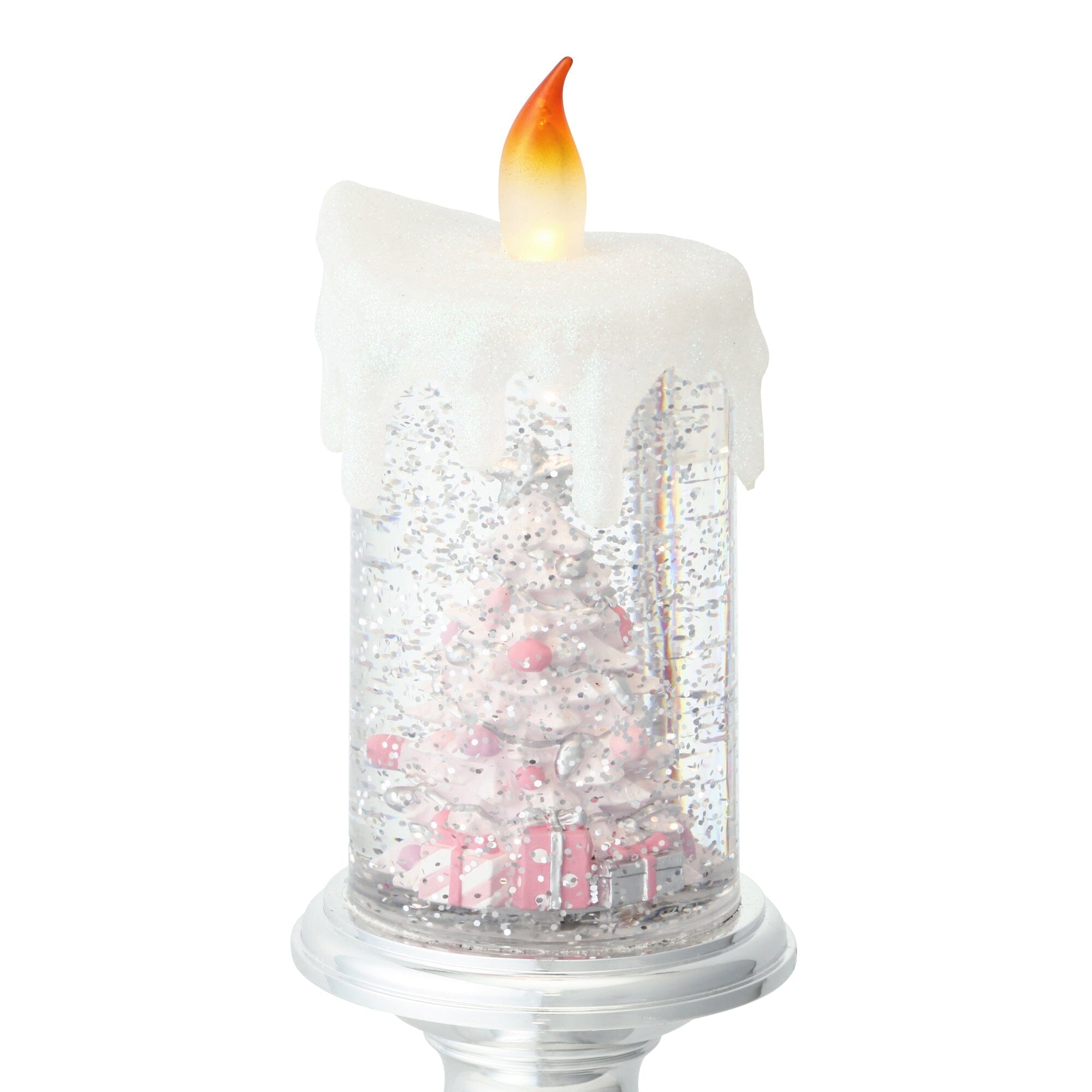 Snow Globe Candle Tree L Silver