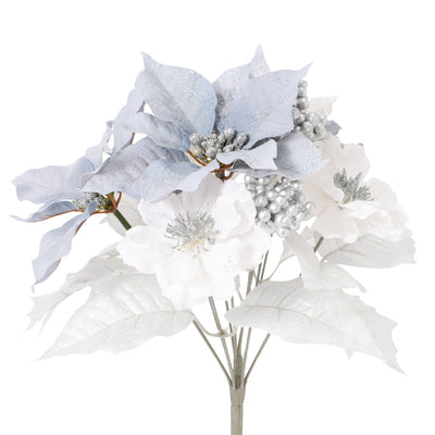 Artificial Flower Poinsettia Bush Light Blue