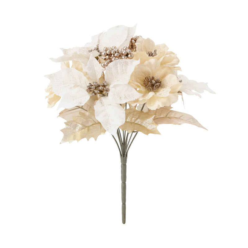 Artificial Flower Poinsettia Bush White