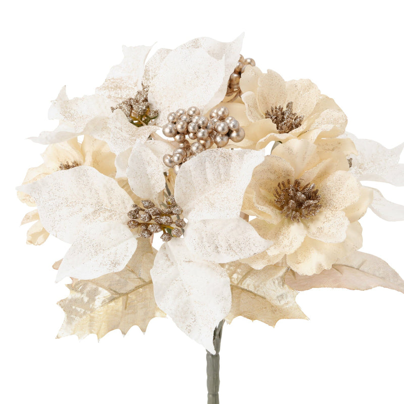 Artificial Flower Poinsettia Bush White