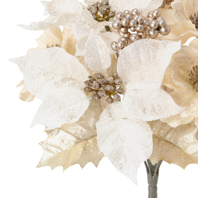 Artificial Flower Poinsettia Bush White