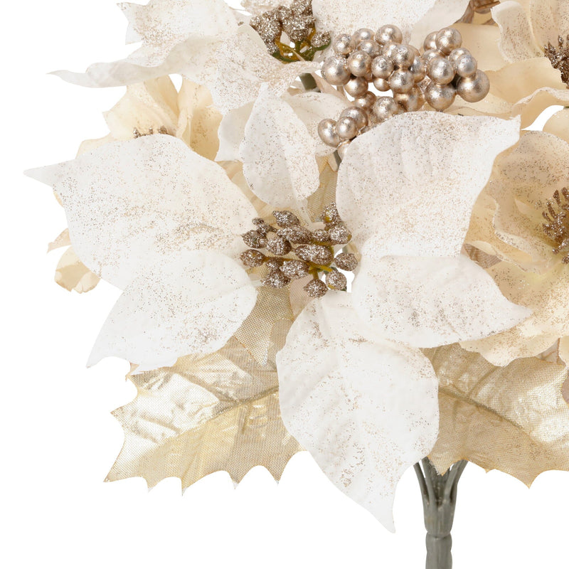 Artificial Flower Poinsettia Bush White