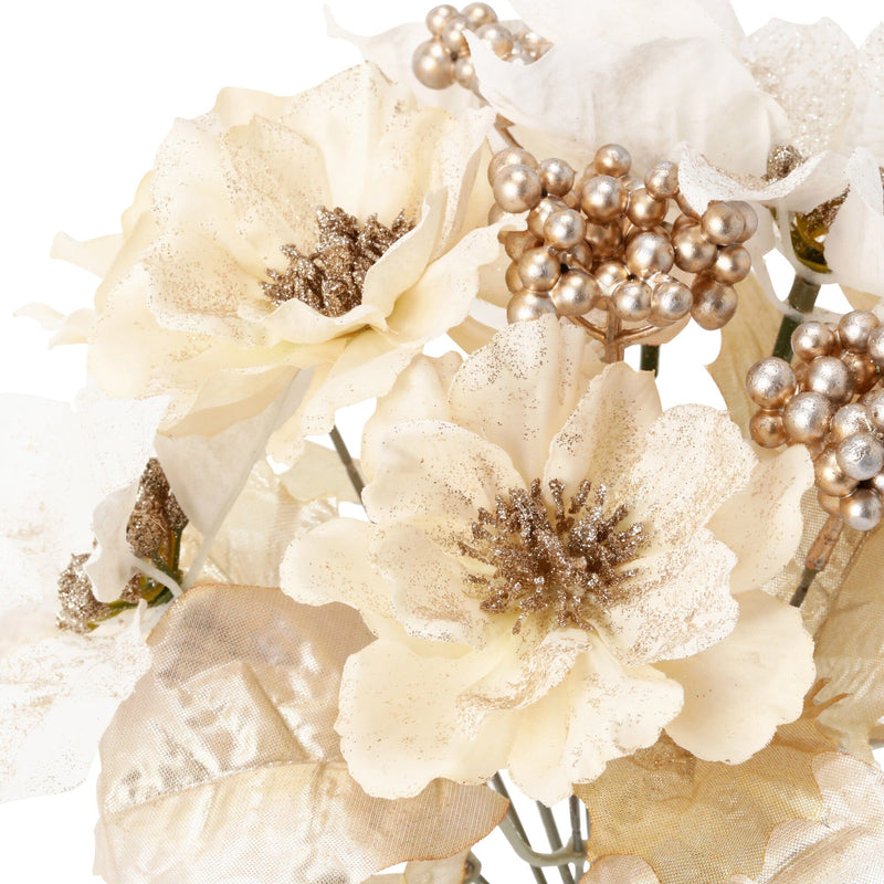 Artificial Flower Poinsettia Bush White