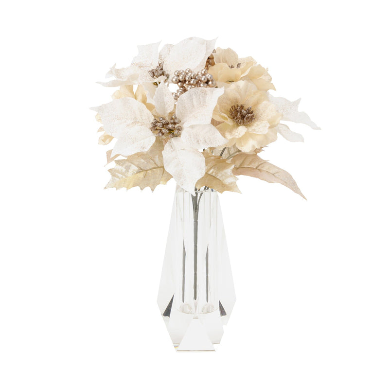 Artificial Flower Poinsettia Bush White