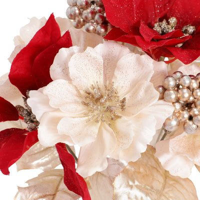 Artificial Flower Poinsettia Bush Red