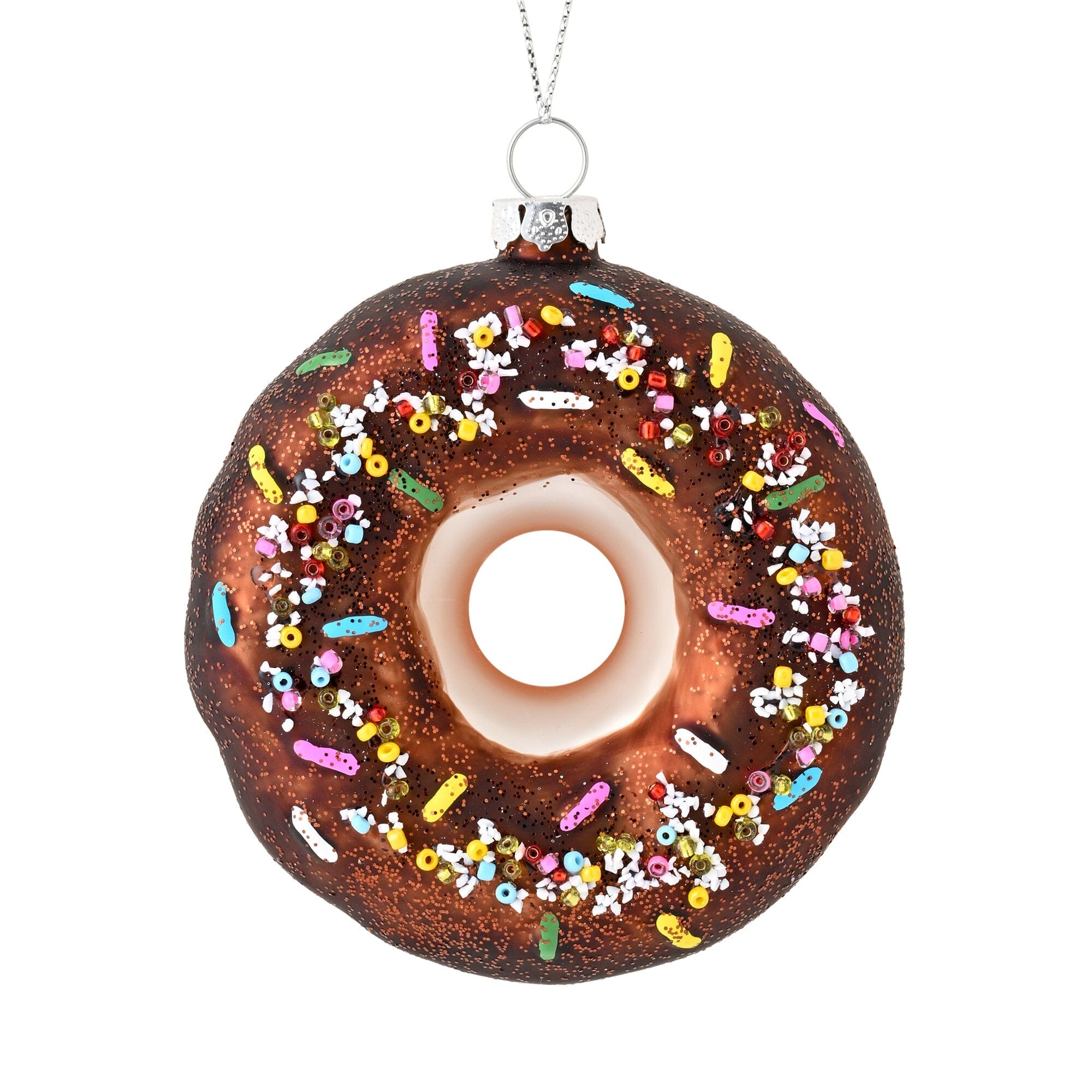 Glass Ornament Donut Brown