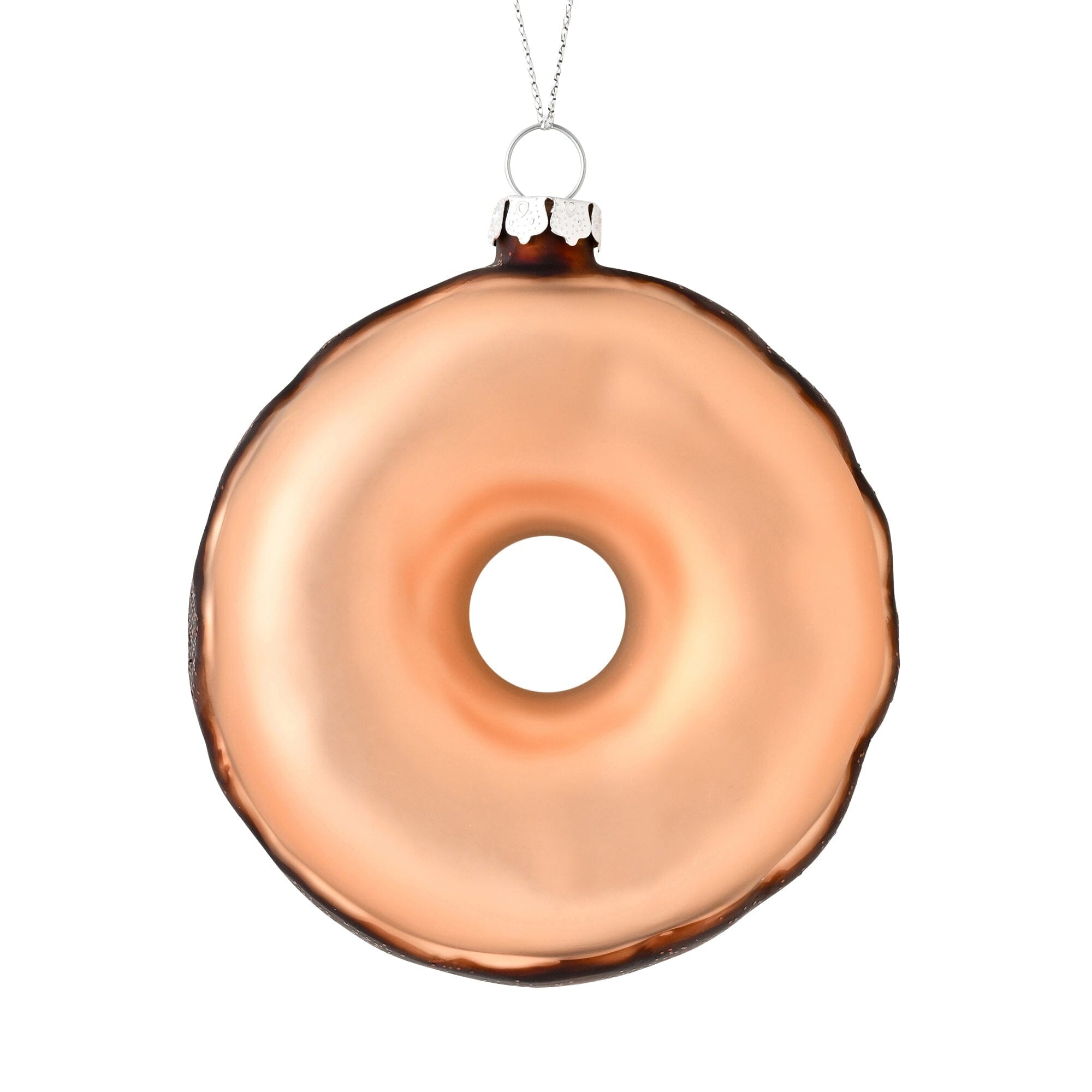 Glass Ornament Donut Brown