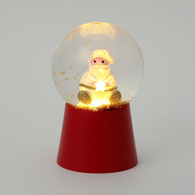 Led Snow Globe Santa Small Red