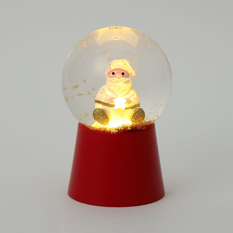 Led Snow Globe Santa Small Red