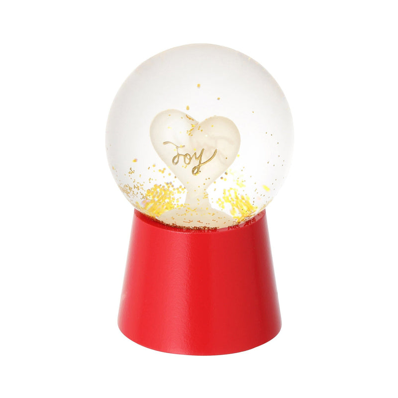 Led Snow Globe Heart Small Red