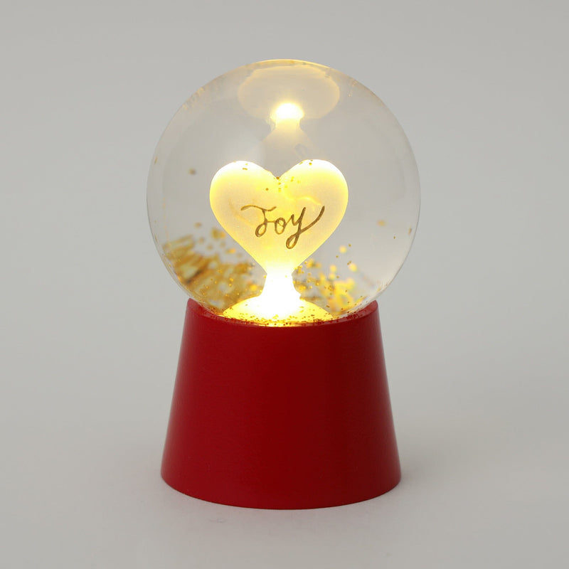 Led Snow Globe Heart Small Red