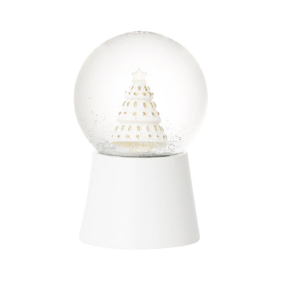 Led Snow Globe Tree Small White