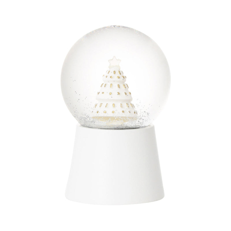 Led Snow Globe Tree Small White