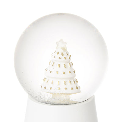 Led Snow Globe Tree Small White