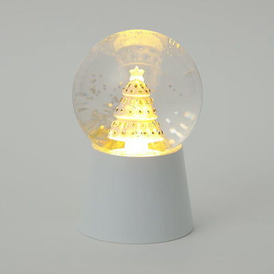 Led Snow Globe Tree Small White