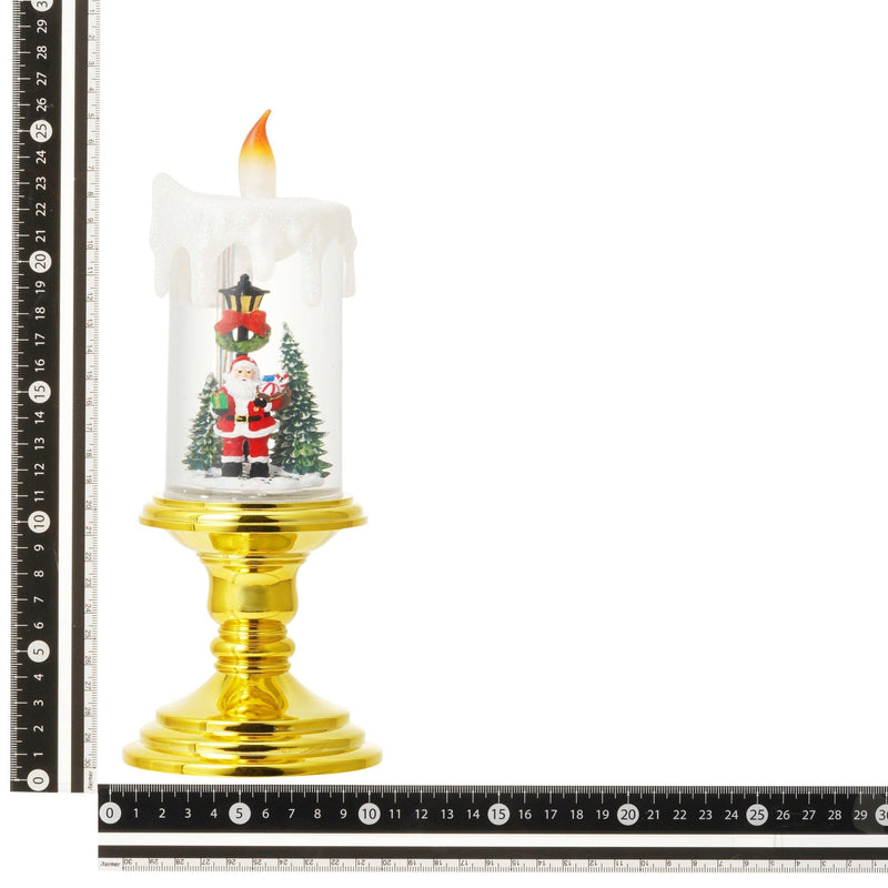 Snow Globe Candle Santa Large Gold