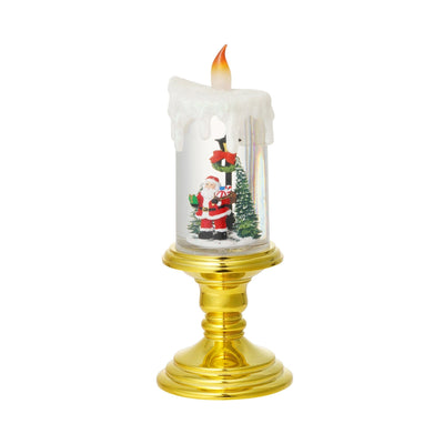 Snow Globe Candle Santa Large Gold