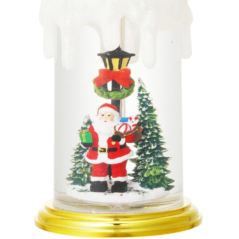 Snow Globe Candle Santa Large Gold