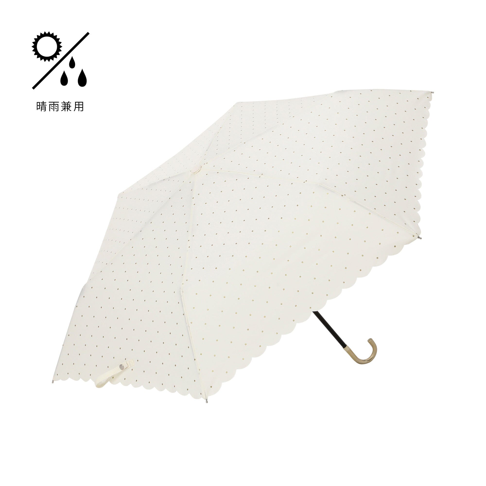 Dot Glitter Heat Cut Folding Umbrella White