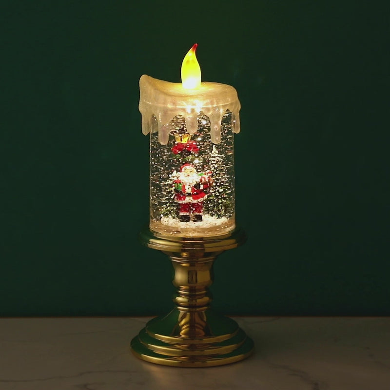 Snow Globe Candle Santa L