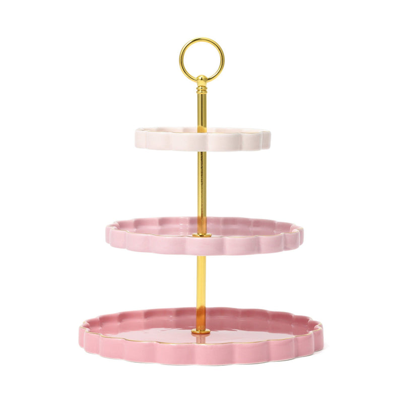 PASTEL SCALLOP STAND 3TIER PINK