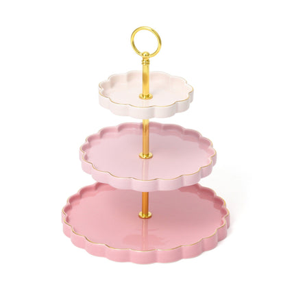 PASTEL SCALLOP STAND 3TIER PINK