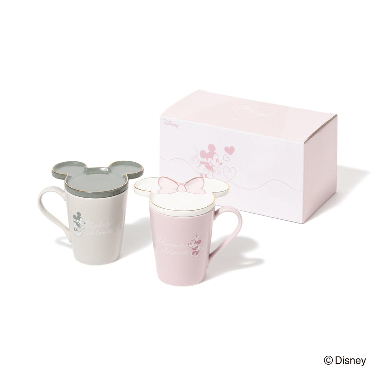 DISNEY PAIR MUG FACE PLATE PINK x GRAY