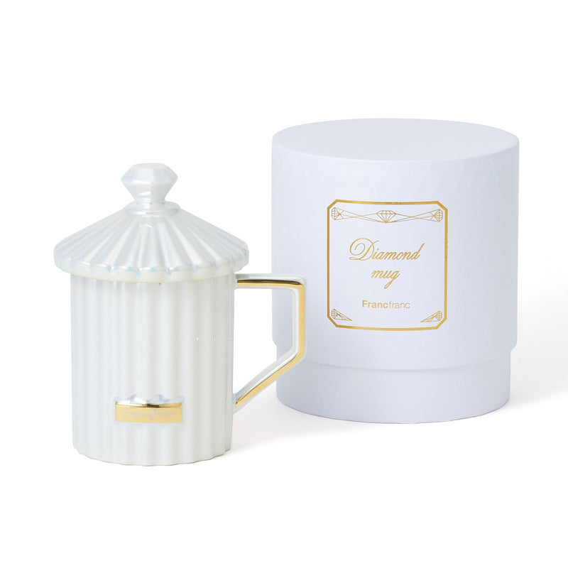 DIAMOND WITH LID MUG WHITE