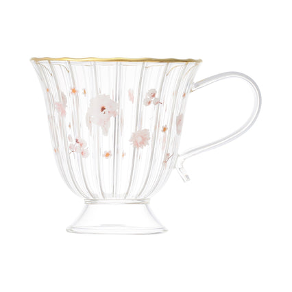 FLOWER FRILL GLASS MUG WHITE