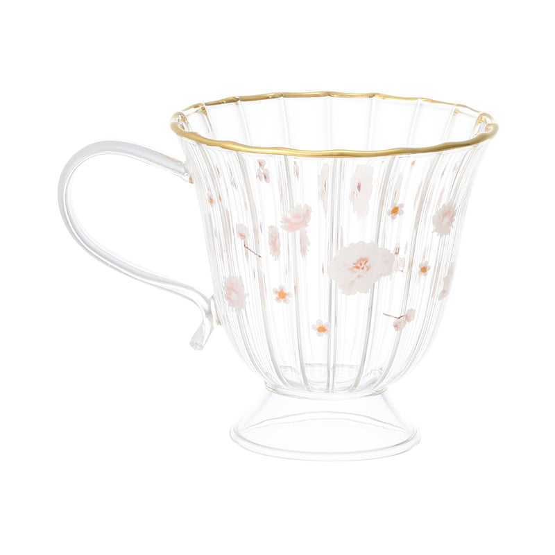 FLOWER FRILL GLASS MUG WHITE