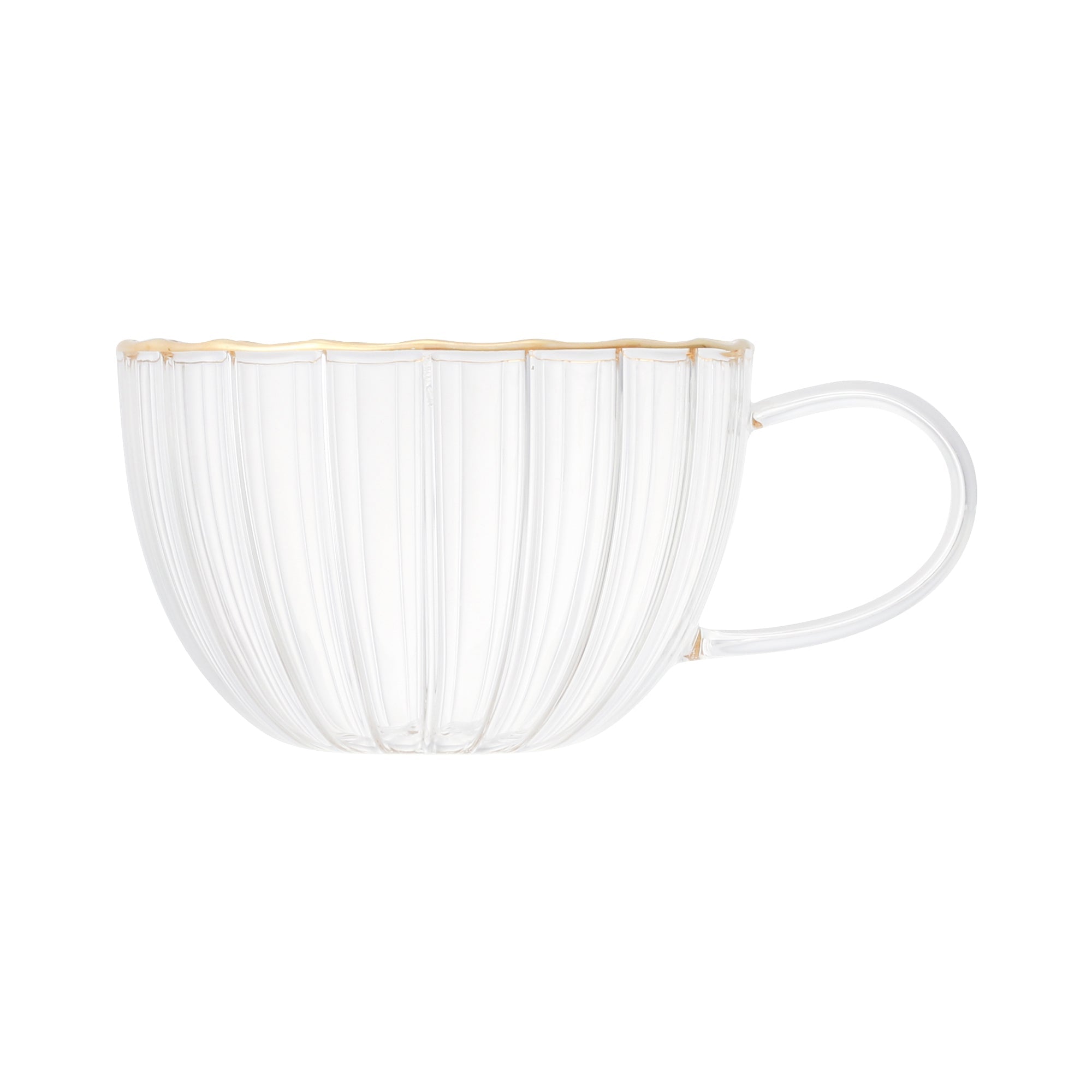 FLOWER FRILL GLASS CUP & SAUCER PURPLE