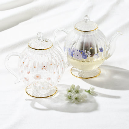 FLOWER FRILL GLASS TEAPOT PURPLE