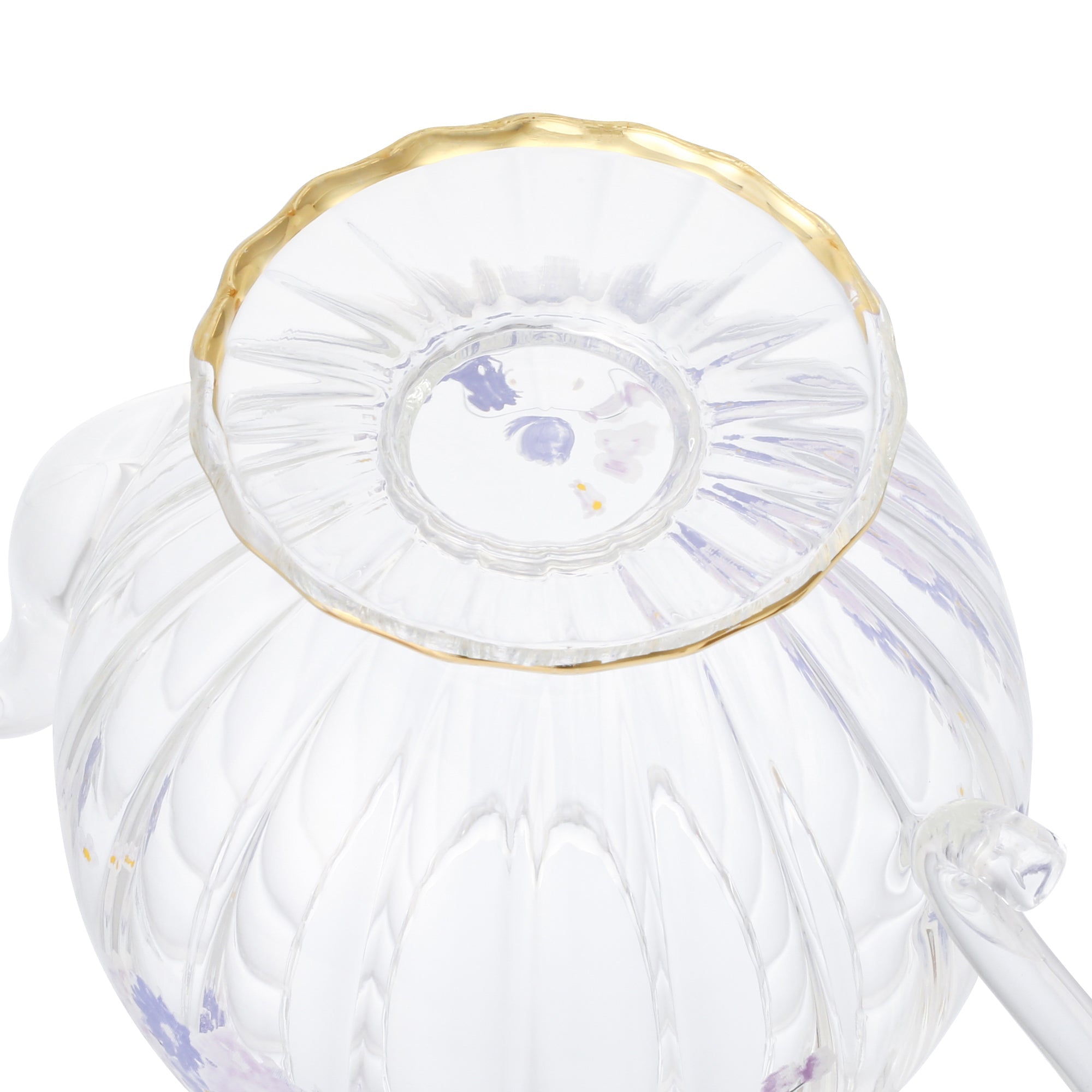 FLOWER FRILL GLASS TEAPOT PURPLE