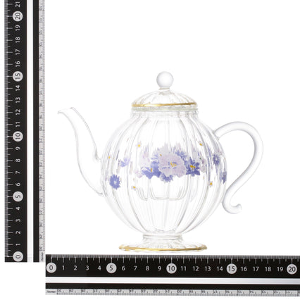 FLOWER FRILL GLASS TEAPOT PURPLE