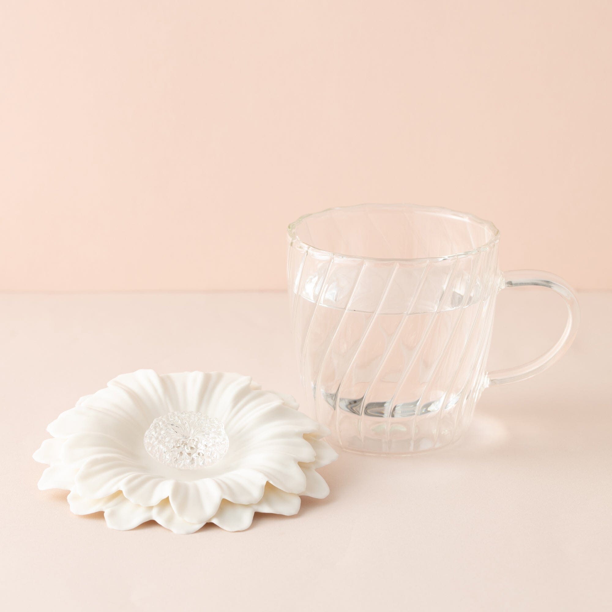 Double Wall Glass Mug With Cupcover  White