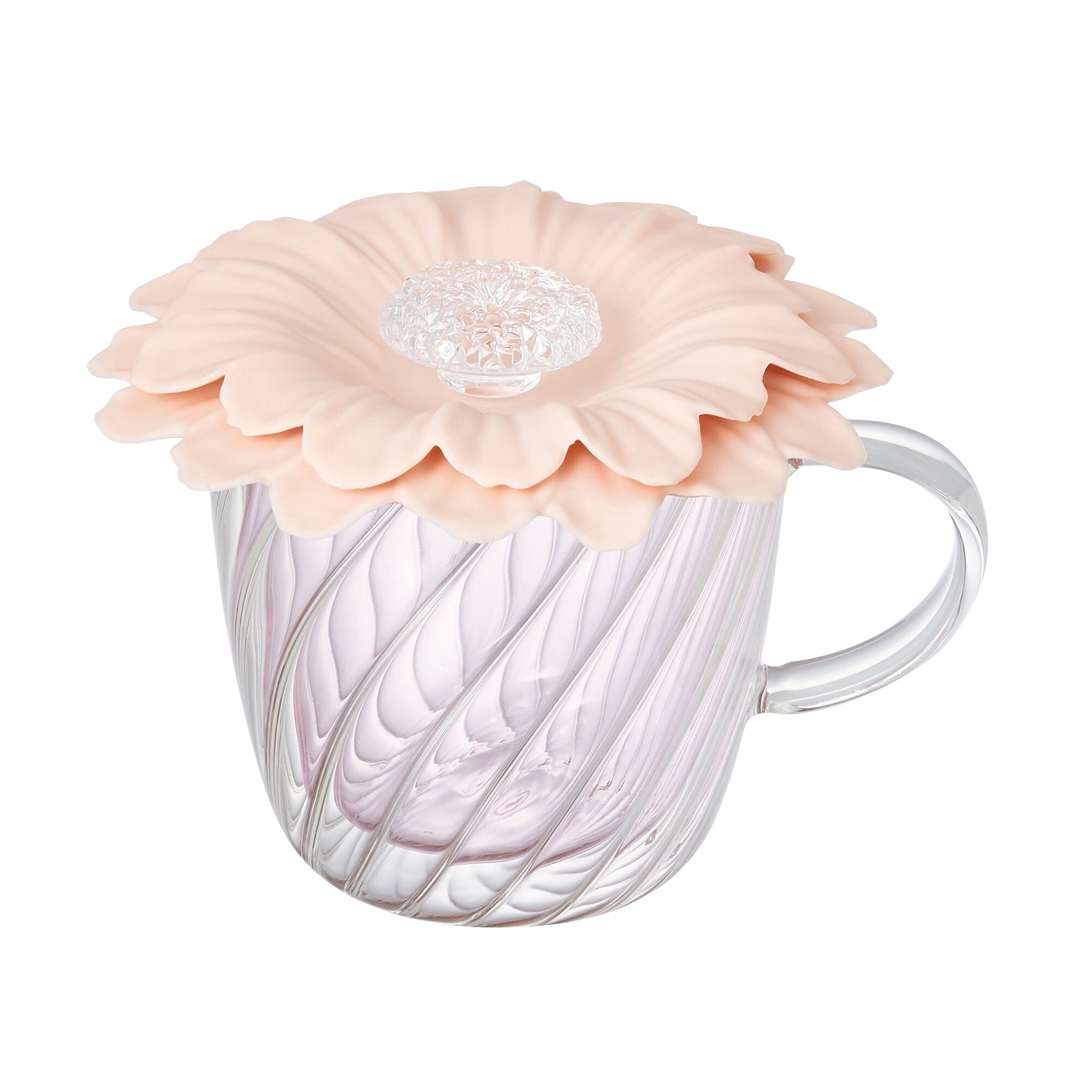 Double Wall Glass Mug With Cupcover  Pink