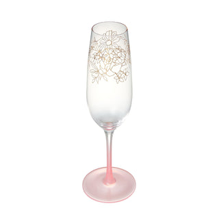 FLOWER&LEAF 圖案香檳玻璃杯 粉紅色