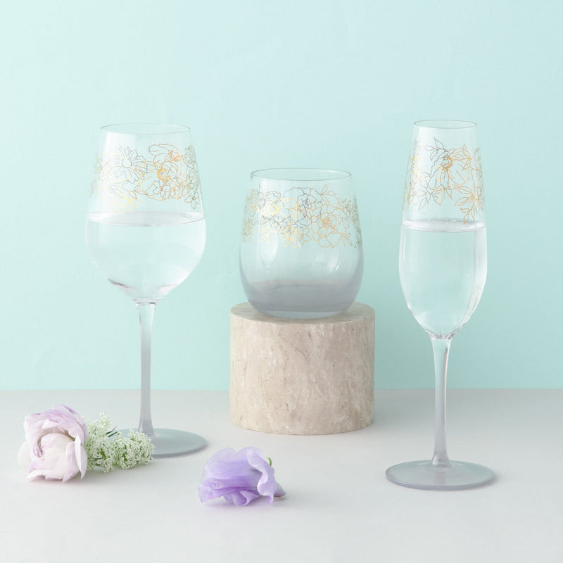 Flower & Leaf Wine Glass Gray 210Ml