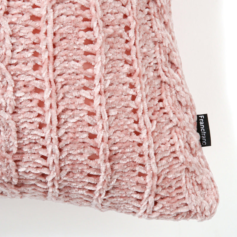 KNIT CABLE CUSHION COVER 450 X 450 PINK